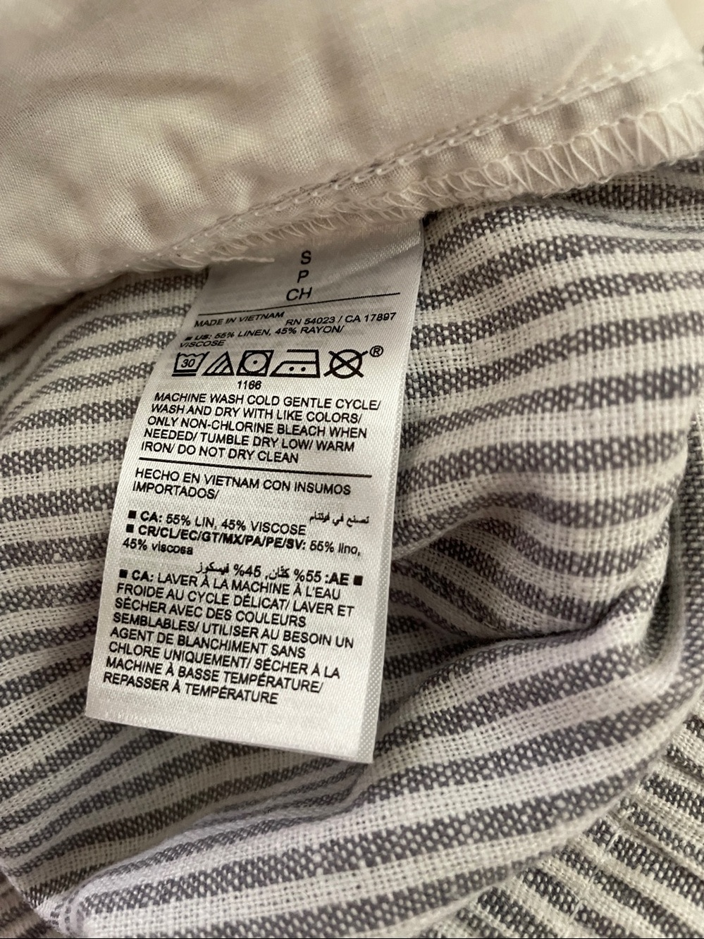 Old Navy NWT Gray & White Pinstripe Straight Chinos linen blend S 29x38 - Picture 6 of 6